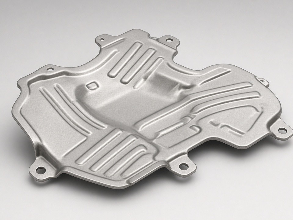 Custom automotive heat shield formed from stainless sheet metal
