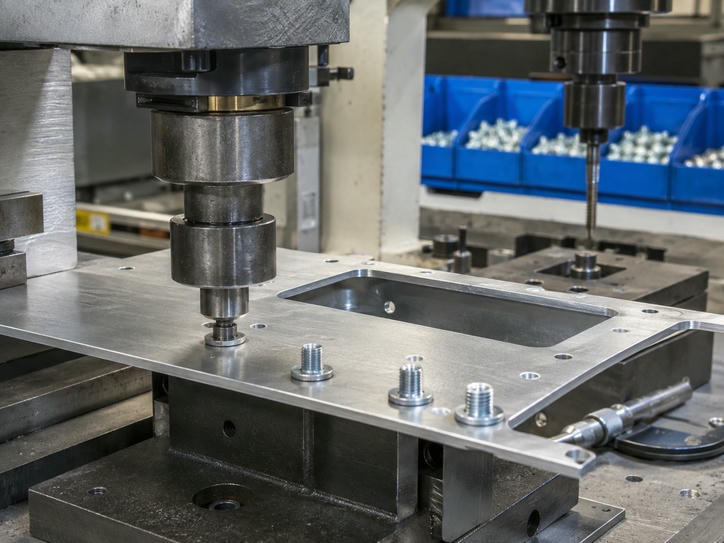 Hardware insertion and tapping in sheet metal fabrication