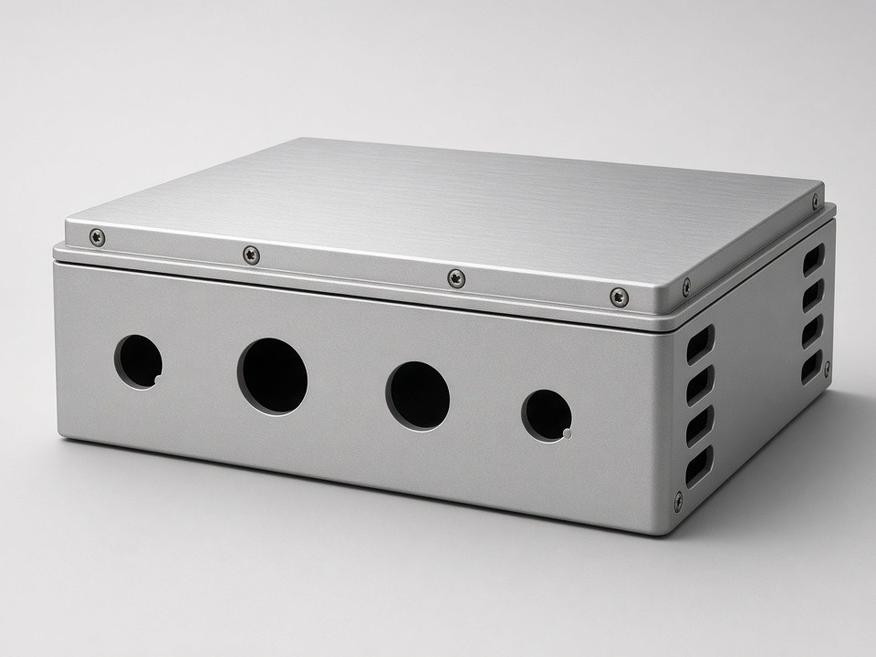 Custom sheet metal power electronics enclosure fabricated for industrial OEMs