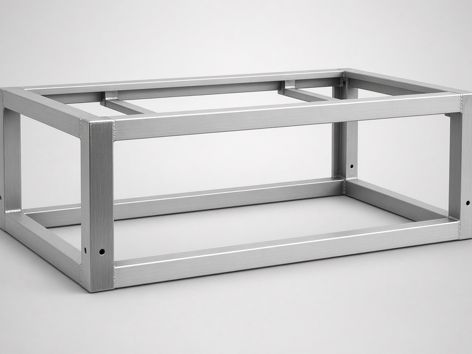 Precision welded structural frame assembly for industrial equipment